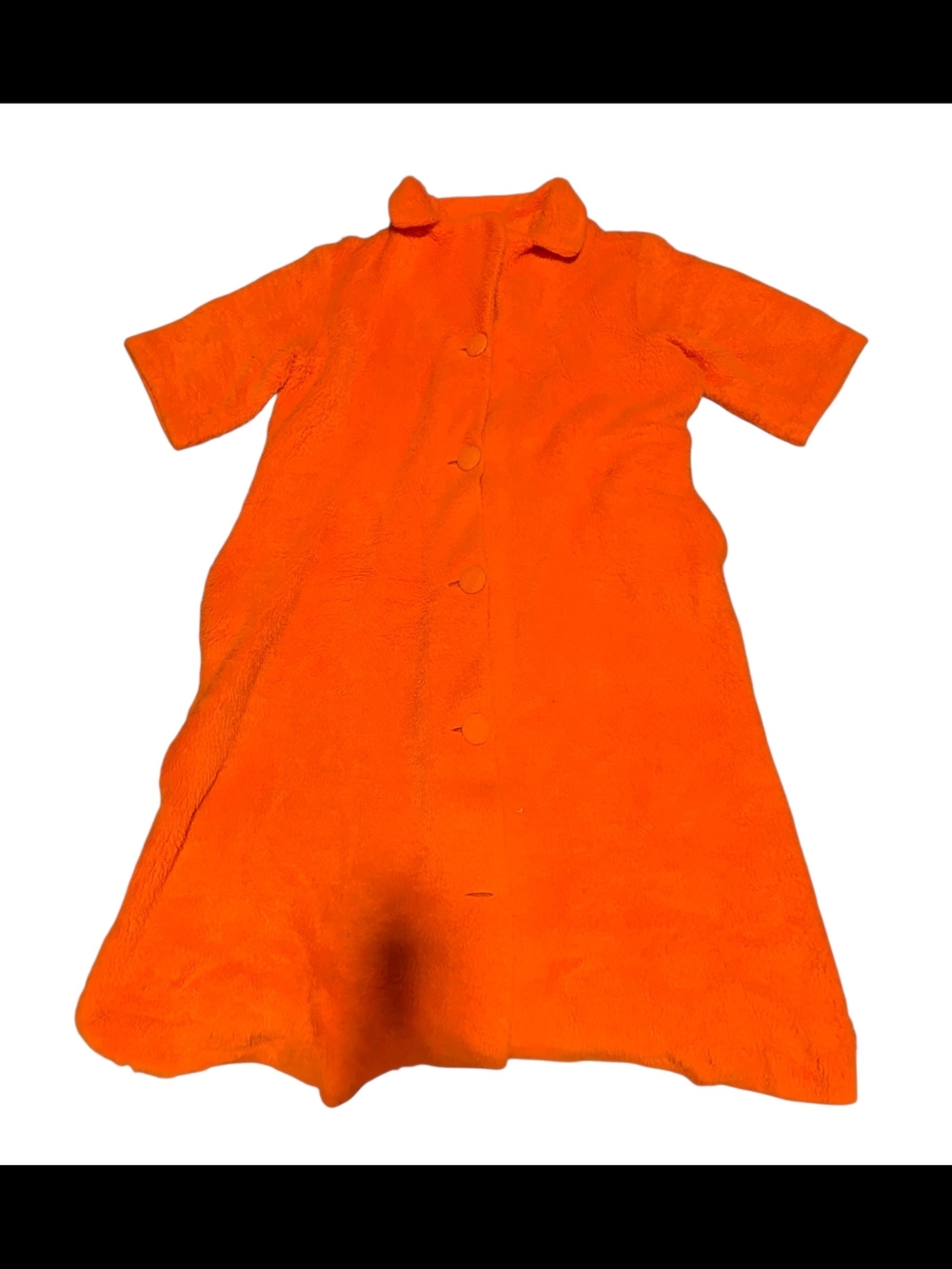 Women's Orange Short-Sleeve Button-Front Coat Dress